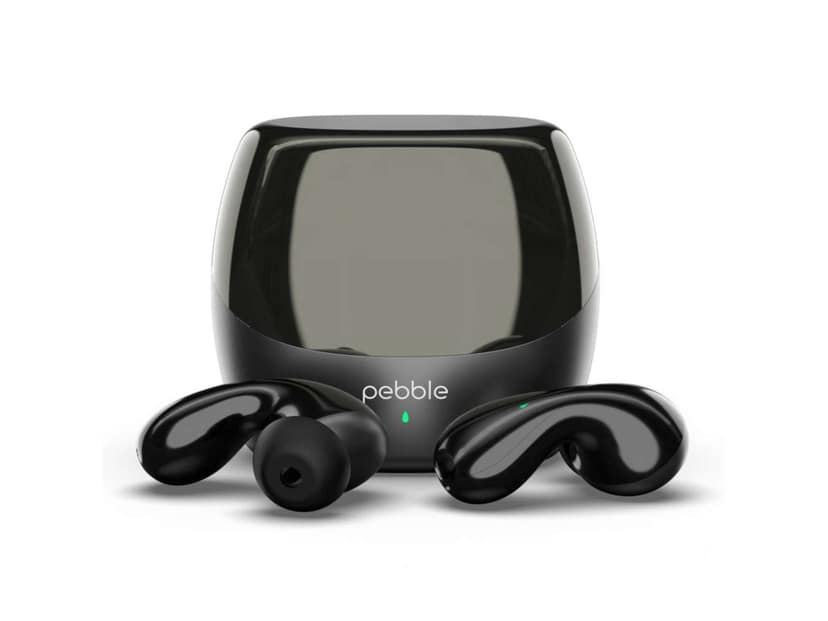 Pebble Wave Buds High Bass Clear Sound Quality, Passive Noise Cancellation, 10mm Dynamic Drivers, Premium Design, Up to 20Hrs Play time, IPX4 - Black