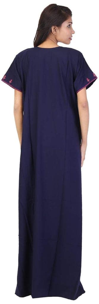 VALENCIA SLEEPWEAR Women's Embroidery Night Gown Lizzybizzy Cotton XXL Blue view 2