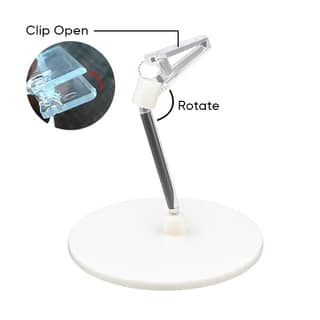 Adjustable Rotating Clip Display Stand for Retail, Office & Event Signage - Clear Plastic