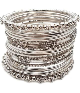 YouBella Antique Look Jewellery Silver Plated Traditional Bracelet Bangles set for women (2.8)