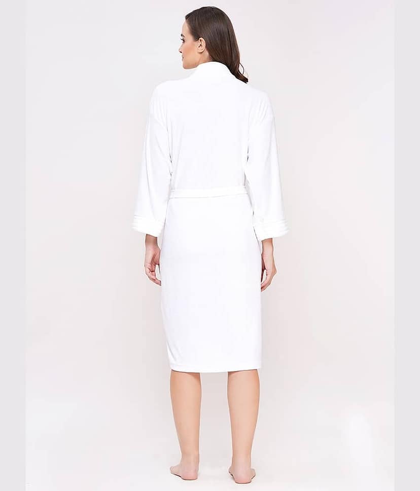 Poorak White Free Size Bathrobe ( Pack of 1 ) view 2