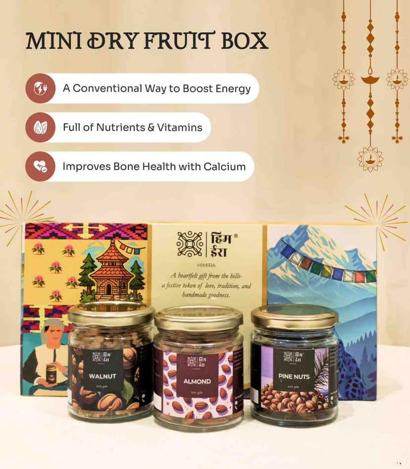Mini Dry Fruit Diwali Gift Box : Nature’s Richness | Pack of 3 Gift Set | 100gm each view 2