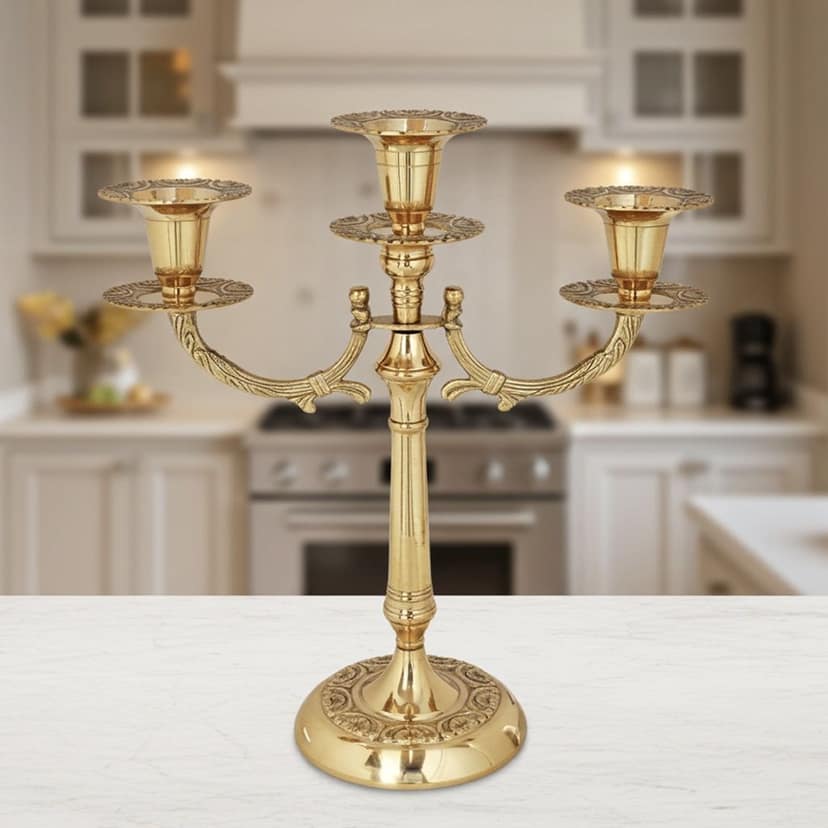Brass Decorative Candle Stand, Height : 12 Inch (ZMAS285 C)