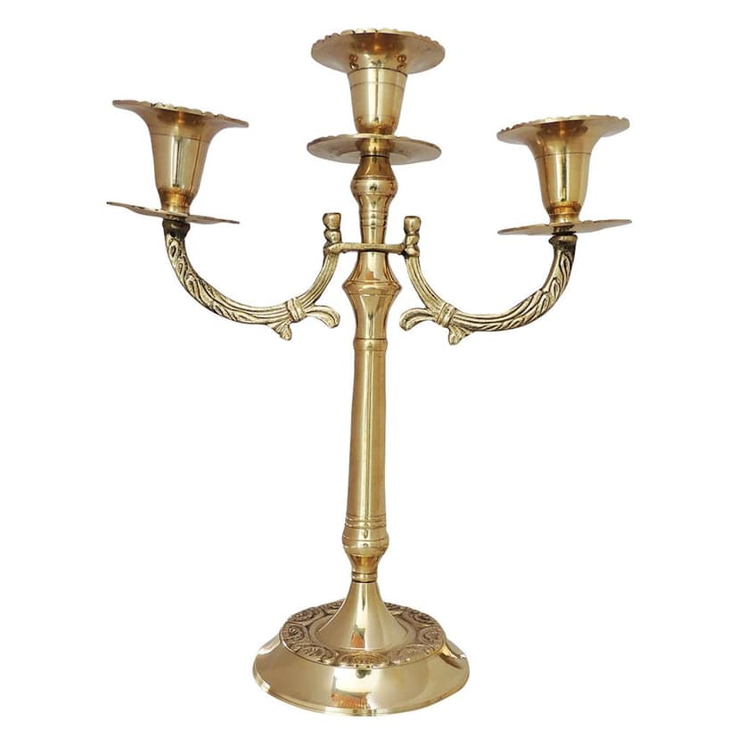 Brass Decorative Candle Stand, Height : 12 Inch (ZMAS285 C) view 3