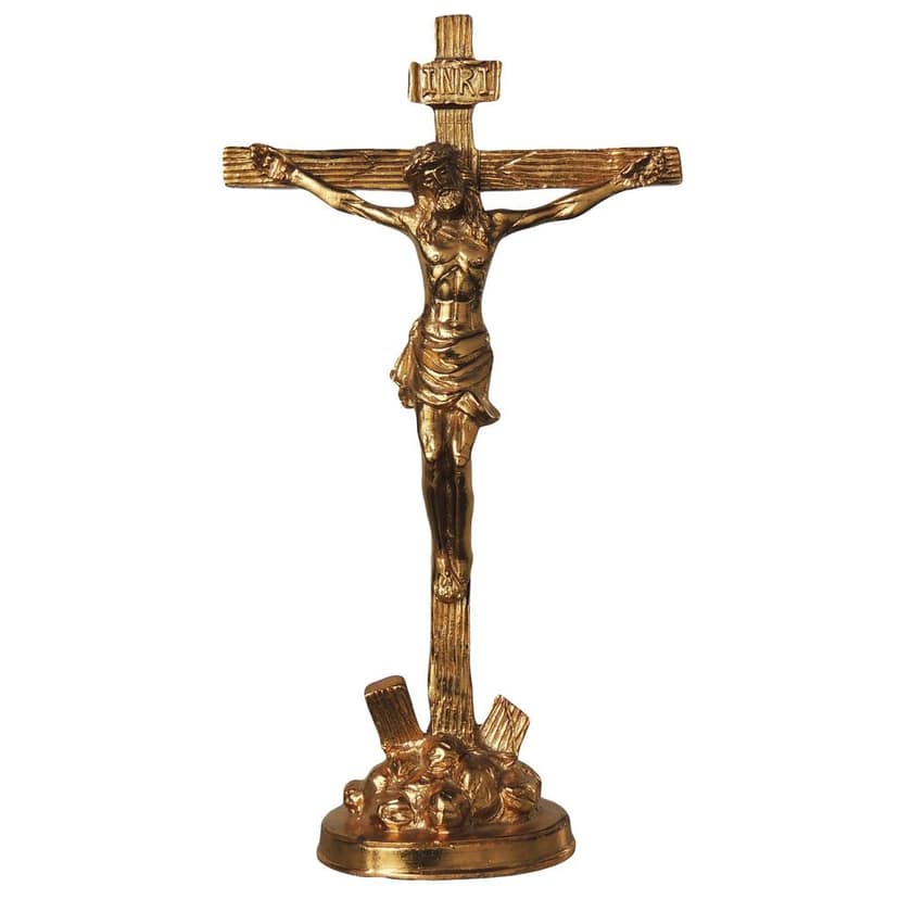 Brass Showpiece Jesus & Cross God Idol Statue - Decorative Religious Showpiece For Altar & Church, Height : 12 Inch (BSMAS288) view 3