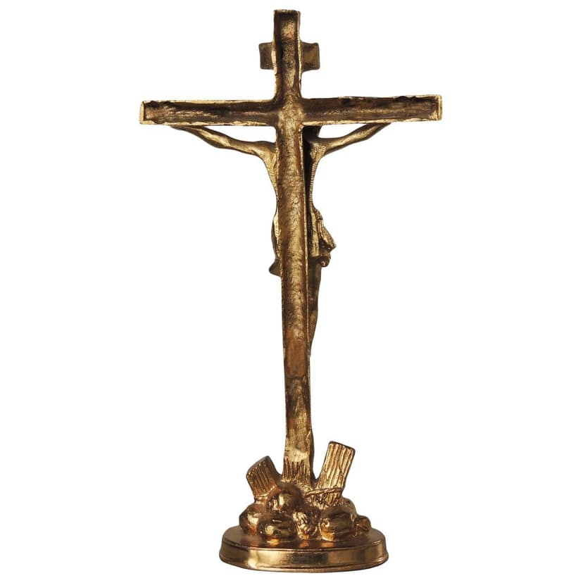Brass Showpiece Jesus & Cross God Idol Statue - Decorative Religious Showpiece For Altar & Church, Height : 12 Inch (BSMAS288) view 4