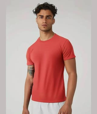 ELBATROSS Pack of 1 Polyester Slim Fit Men's T-Shirt ( Red )