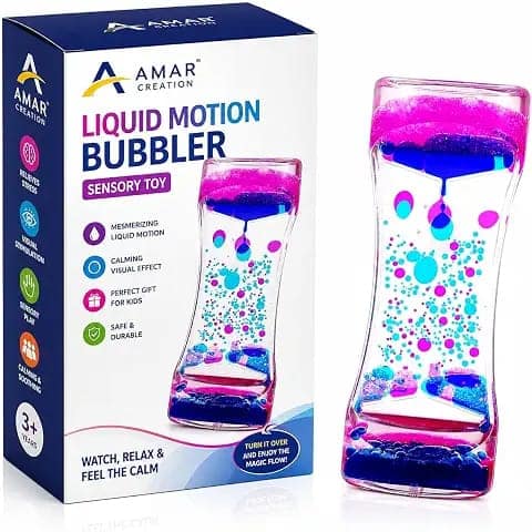 Liquid Motion Bubbler Sensory Toys for Autistic Kids Anxiety Relief Toys Adults Autism Therapy Stress Relief Toys Adults Desk Calming Colorful 2 Minute Liquid Hourglass Fidget Toys Pack 1 (Multicolor) view 2
