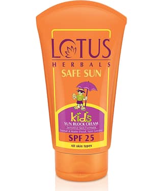 Lotus Herbals Safe Sun Kids Sunscreen Cream Sweat & Waterproof SPF 25 100g (Pack of 1)