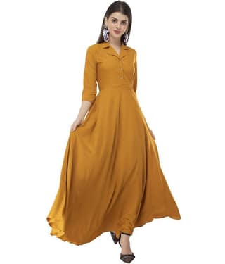 Rudrakriti Women Crepe Solid A-line Dress ( Purple )