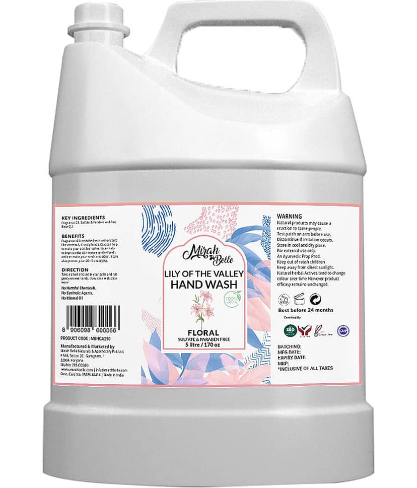 Mirah Belle Lily Of The Valley Can Bulk Pack for Refill Sulfate Free Hand Wash 5000 mL Pack of 1