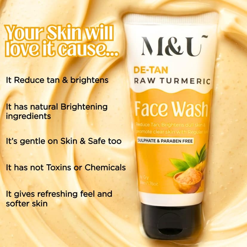 De Tan Raw Brightening Turmeric Multani Mitti Face Wash - 50g view 3