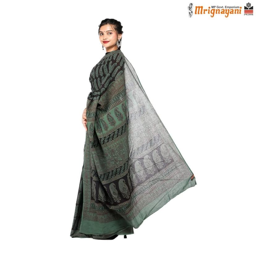 HANDLOOM COTTON SAREE WITH BLOUSE (SKU - 3I0102260522, SAREE-1126) view 2