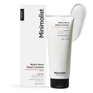 Minimalist Hair Mask For Frizzy Hair, Repairing Dry, Damaged & Dull Hair | Maleic Bond Repair Complex 05% with Transglutaminase, Amino Acids & Ceramides | For Damaged & Treated Hair | Controls Frizzy Hair | For Women & Men | 200 gm Minimalist Hair Mask F