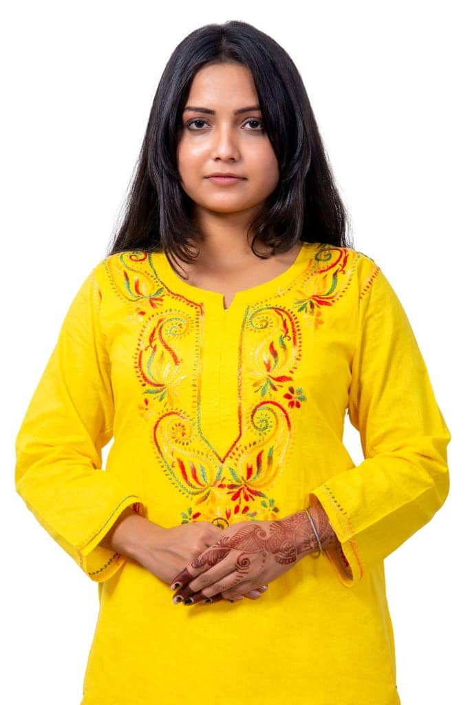 Yellow Chikankari Women Kurta view 2