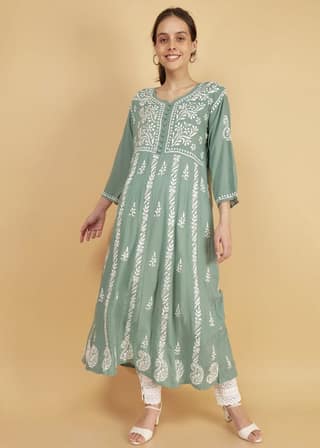 Modal Green Anarkali Kurta/ Gown