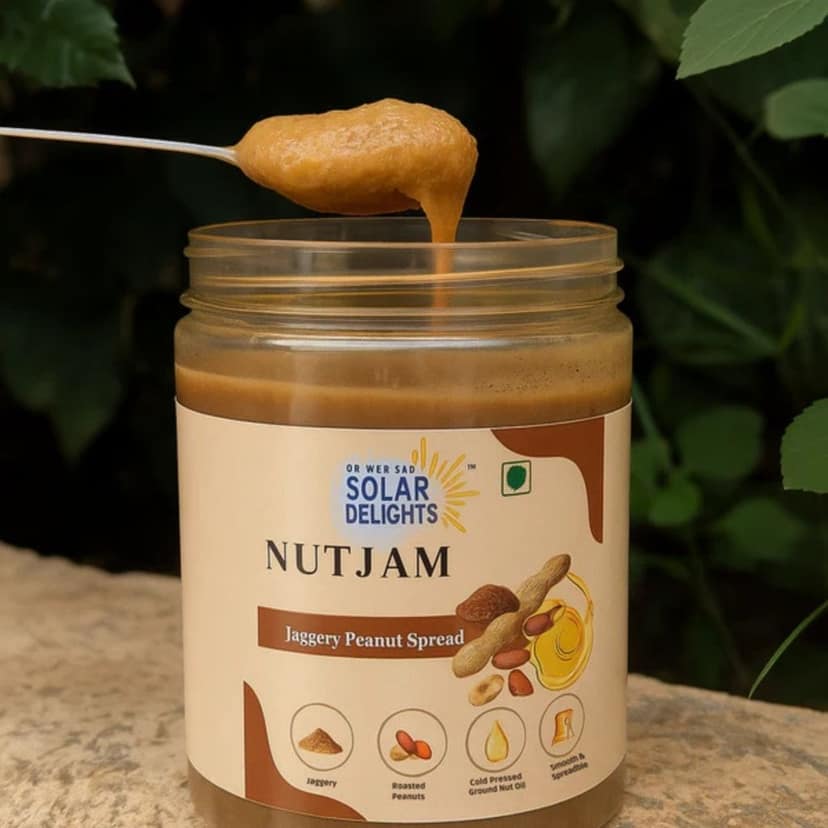 DR. RENGA'S SOLAR DELIGHTS Peanut Butter Crunchy Jaggery | NutJam Without Sugar Without Palm Oil | Healthy Jam for Kids | 400g view 4