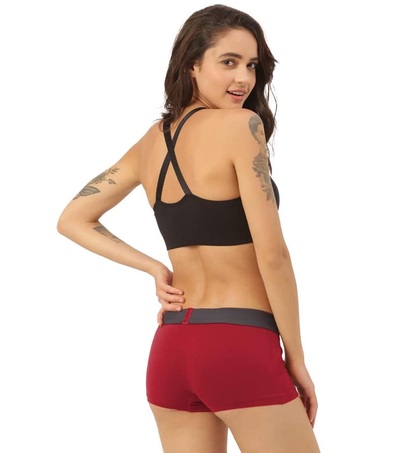Freecultr Women's Underwear Antibacterial Micromodal Airsoft | Boy Short - Non-Itch, No Chafing, Sweat-Proof Comfort Pack of 1-Sassy Red view 4