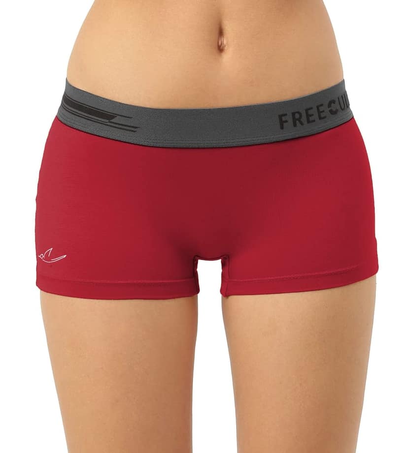 Freecultr Women's Underwear Antibacterial Micromodal Airsoft | Boy Short - Non-Itch, No Chafing, Sweat-Proof Comfort Pack of 1-Sassy Red view 8