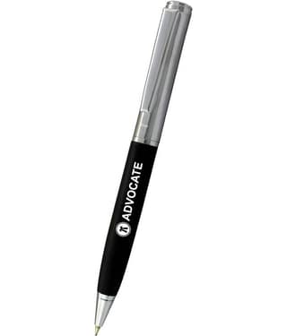 UJJi Advocate Logo Engraved Matte Black with Chrome Clip (Blue Ink) Ball Pen