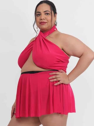 Plus Size Sexy 2 Piece Babydoll Bikini Dress for Honeymoon BB6C