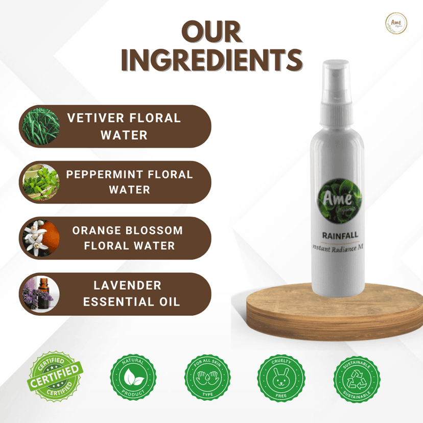 Ame Organic™ | RAINFALL | Instant Skin Radiance | 100ml view 6