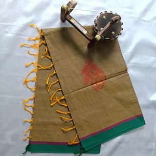 Pure Cotton Saree with Blouse Gold color
