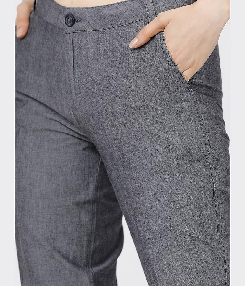 Tokyo Talkies Pack of 1 Cotton Tapered Women's Formal Pants ( Multicolor ) view 4