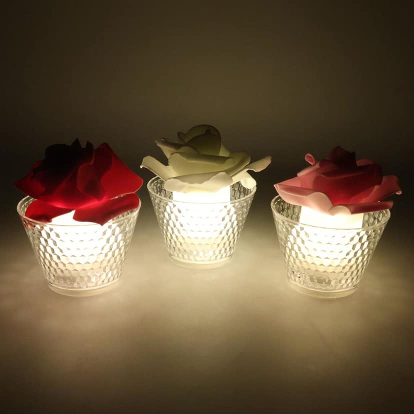 Rose Shaped Flameless LED Candles – Elegant Romantic Decor Set view 2