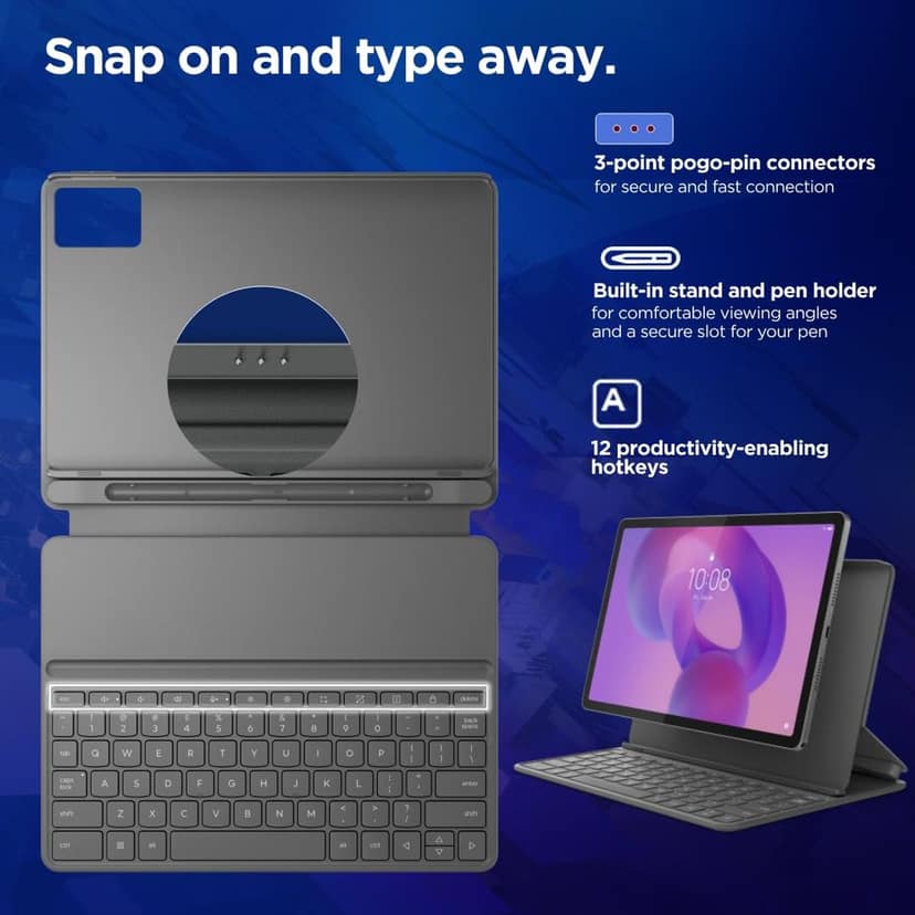 Lenovo Idea Tab with Folio Keyboard + Tab Pen | Wi-Fi + 5G |11" Display, 2.5K Resolution, 90Hz Refresh|8GB RAM, 256GB ROM| MediaTek Dimensity 6300| 7040mAh|4 Speakers| USB-C| Luna Grey view 3