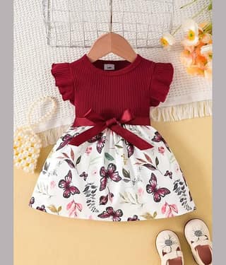 MUSNAH GARMENTS Cotton T-shirt Dress For Baby Girls ( Pack of 1 , Maroon )