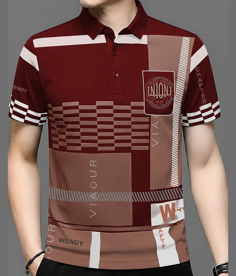 ENITOR Men Cotton Blend Regular Fit Colorblock Polo T Shirt ( Maroon )