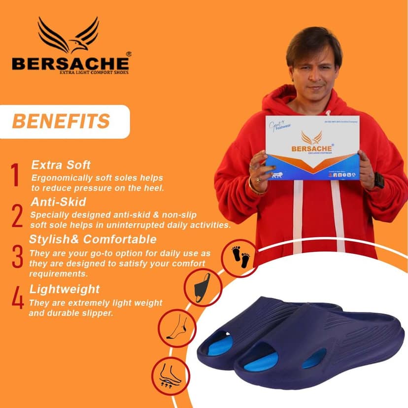 Bersache Extra Soft Classic Casual with Back Strap Regular wear with Ultra Soft & Flexibility Technology Slipper for Men's view 2