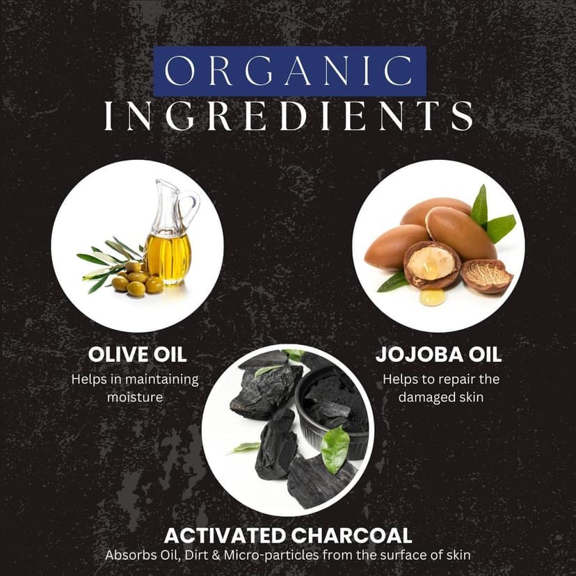 AMAzing EARTH Activated Charcoal Face Scrub for Men - Certified Organic with Neem & Olive Oil, Opens Clogged Pores Blackhead Remover, Oil Control, Silicon & Paraben Free, Cruelty Free & Vegan - 100 gm view 5