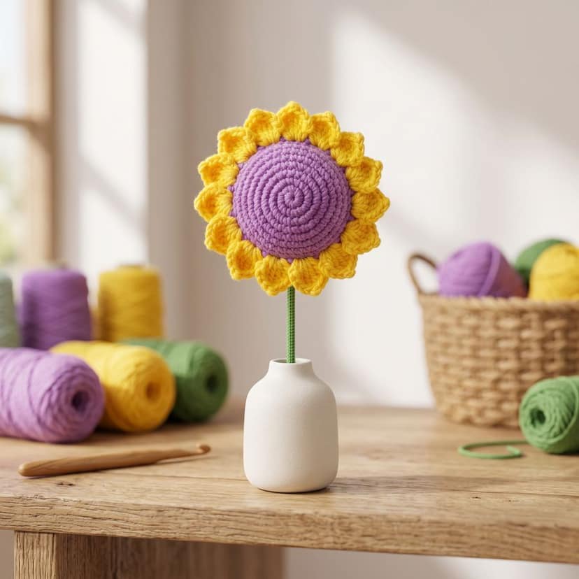 Handmade Crochet Sunflower view 3
