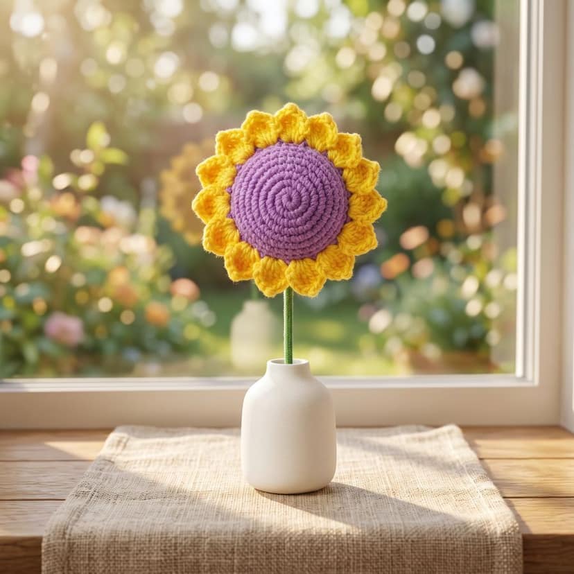 Handmade Crochet Sunflower view 4