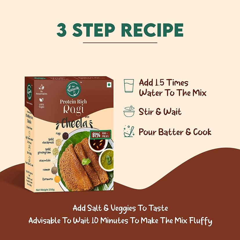 The Naturik Co Oats and Ragi Cheela Mix Combo - 250g each (Pack of 2), Snack for Kids and Family, Ready to Cook Chilla/Dosa for Healthy Breakfast, 20% Protein view 5