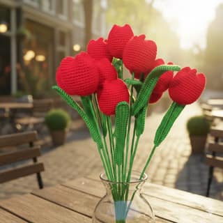 Sakha Crochet Tulip Flower Red Green