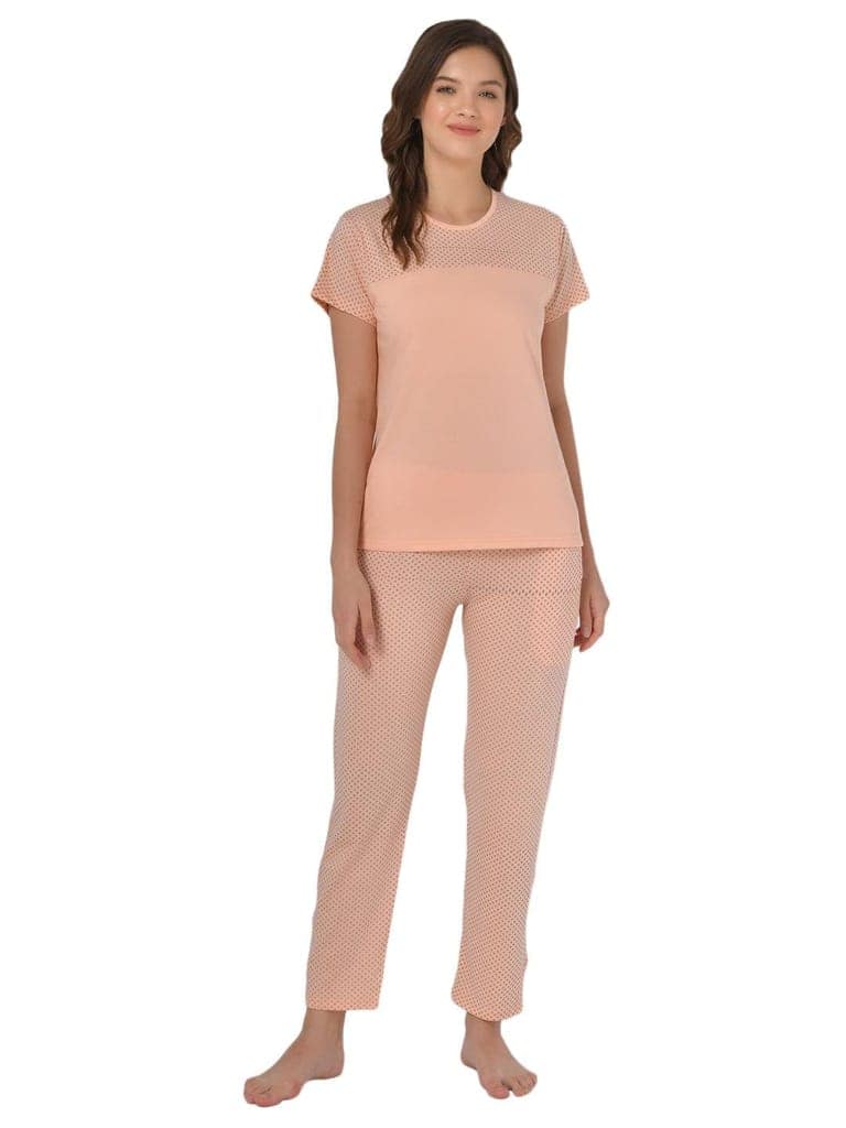 Klamotten Women's Peach Allover Printed Top Pyjama Set N33H view 8