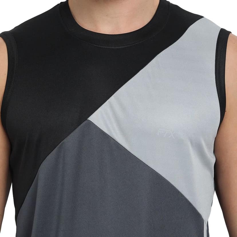 FTX Men Colorblock Round Neck Sleeveless Tshirt view 3