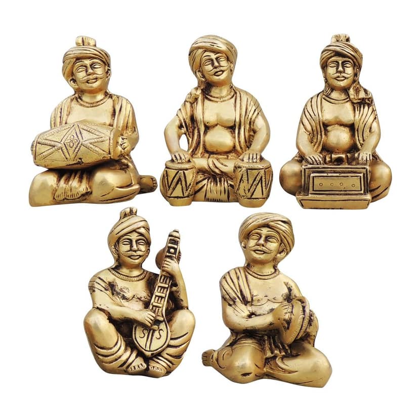 Brass Showpiece Musical Instrumental Statue, Set Of 5 Pieces, Height : 5 Inch (BSMAS1698 E) view 2