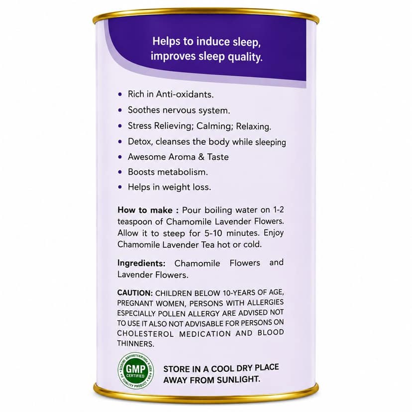 Chamomile Lavender Tea 50 gm | Blend of Chamomile & Lavender flowers tea that smells good, testes good & does good view 3
