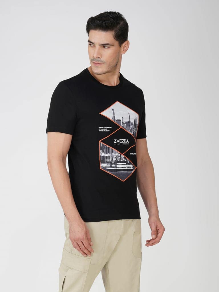 Men’s Pure Cotton Graphic T-Shirt-Black view 3