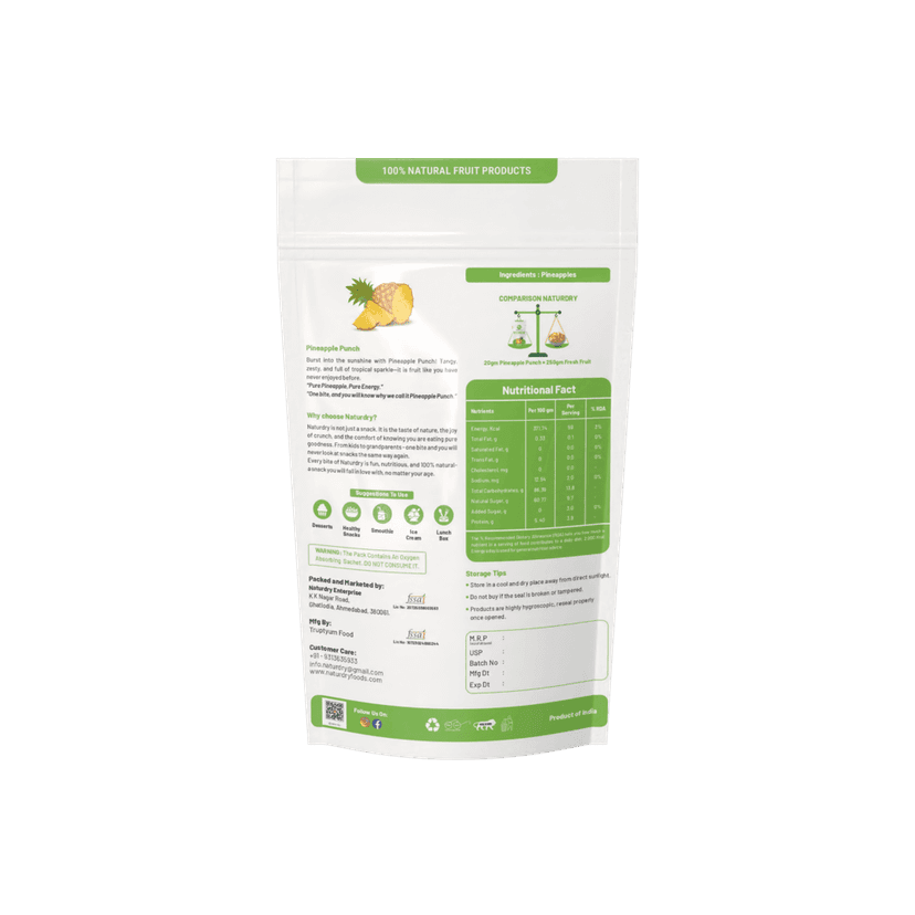 NaturDry Freeze-Dried Pineapple Bites | Crunchy Fruit Snack, Vegan, Preservative Free | 20g - Pack of 2 view 2