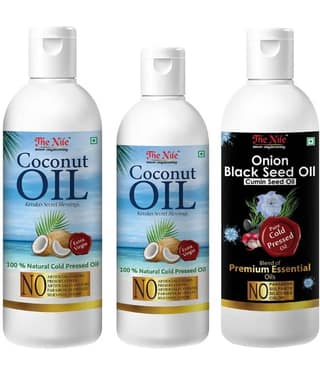 The Nile Coconut Oil 200 Ml + 100Ml(300 ML) +Onion Blackseed Oil 100 ML 400 mL Pack of 3