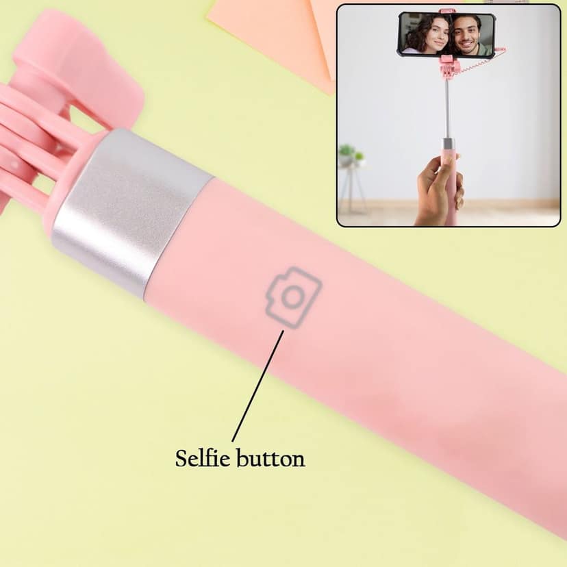 Wired Selfie Stick with Rearview Mirror & Built-In Shutter Button (1 Pc) view 6