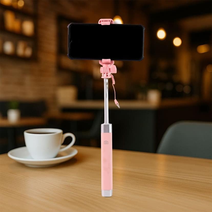 Wired Selfie Stick with Rearview Mirror & Built-In Shutter Button (1 Pc) view 7