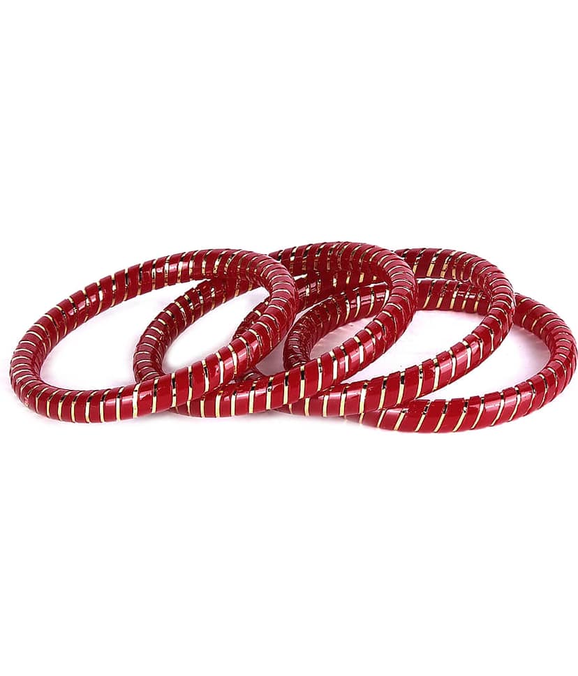 Bovzen Laquered Pola(Set of 4),Red Colored for Women