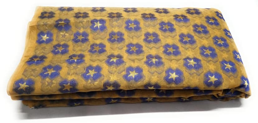 Women Chanderi Blend Cotton Banarasi Fabric - Golden With Jacquard Work | Perfect for Blouse, Ethnic Wear, Evening Gowns, and Home Decor view 5