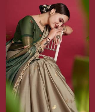 FAB SILK Cotton Silk Embellished Saree With Unstitched Blouse Piece ( Beige )